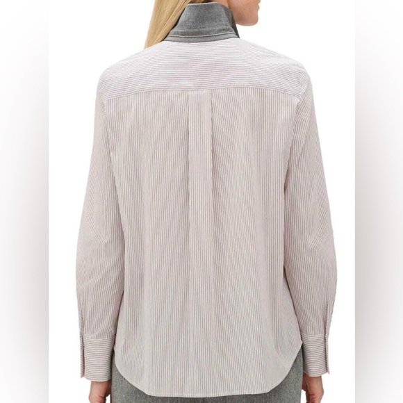 Lafayette 148 New York Pink Striped Button Down Shirt - Picture 4 of 12